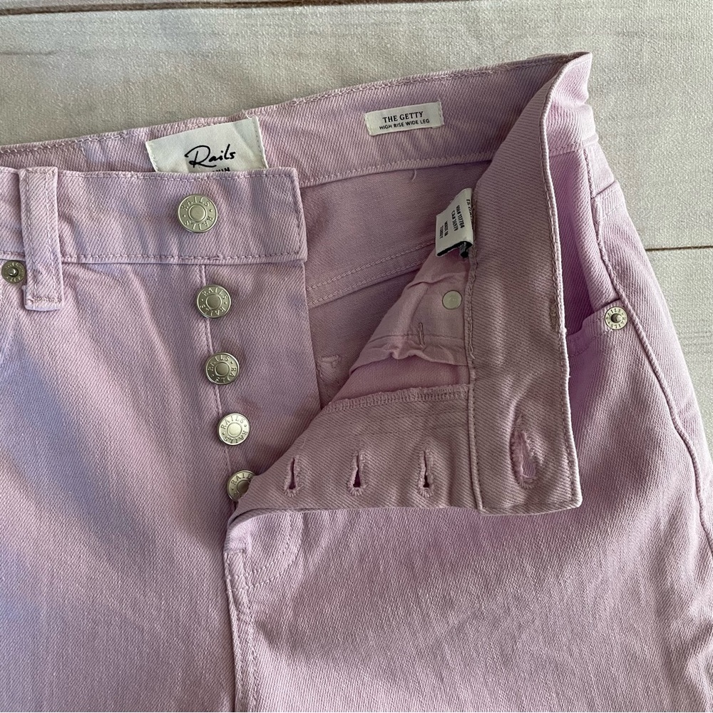 Rails Denim The Getty High Rise Wide Leg Jeans Women’s 26 Lilac Luxury Designer - Picture 10 of 16